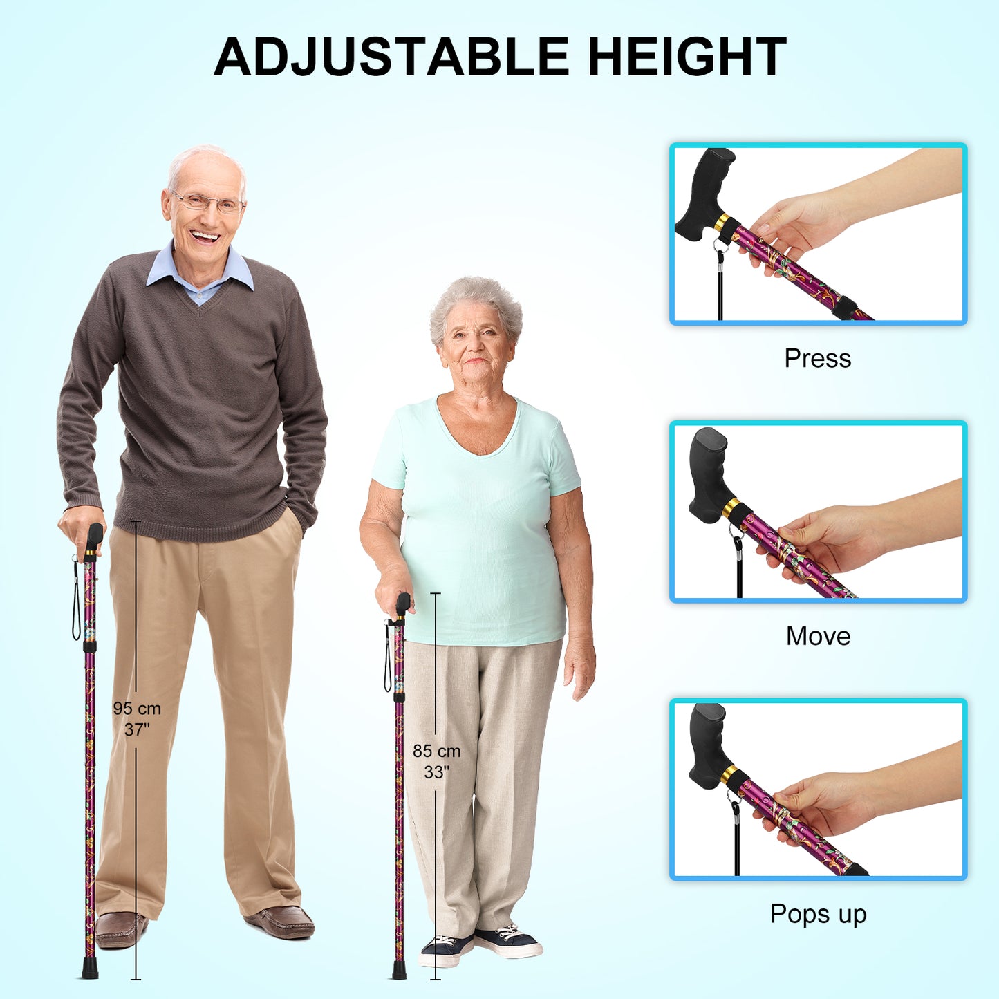 5-Level Folding Cane with T Handle