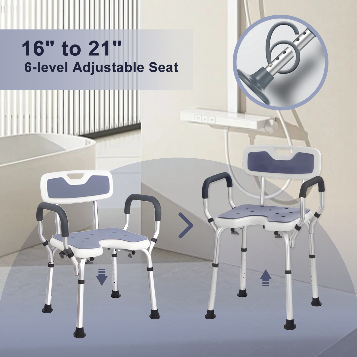 Folding Shower Chair (Backrest and Padded Armrests included)