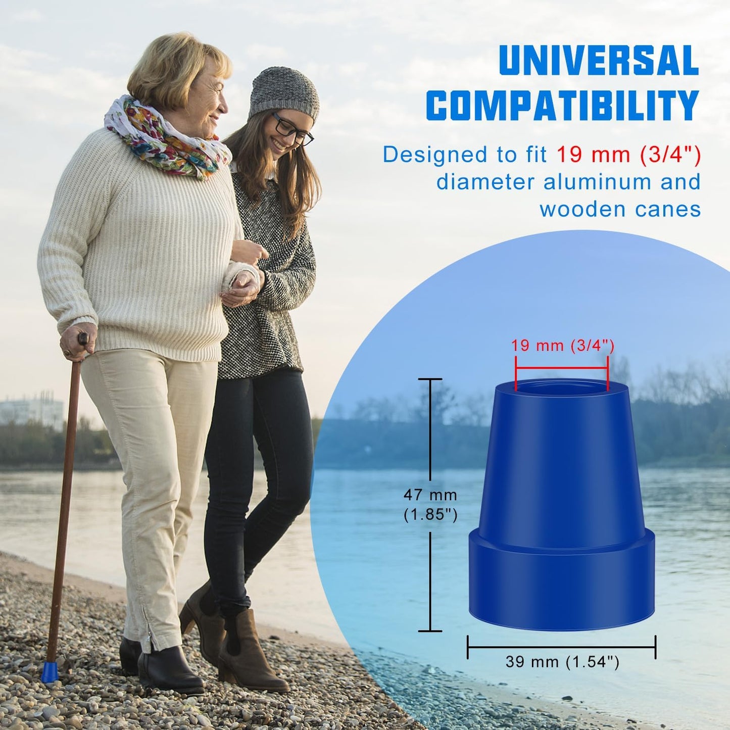 SupreGear 3/4" Cane Tips, Steel-Reinforced Tips