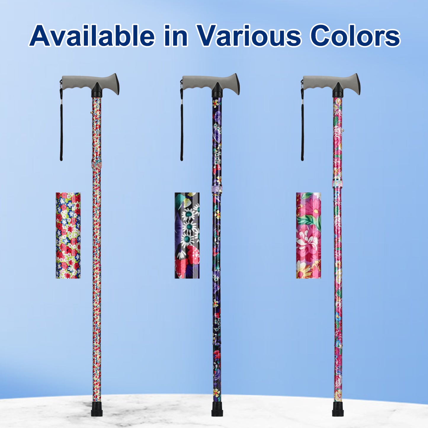 Folding Walking Cane, 5 Height Levels, Supports up to 250 lbs