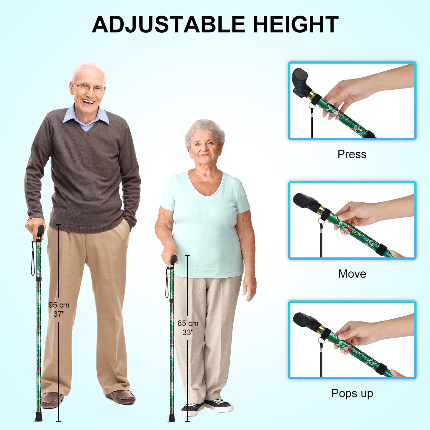 5-Level Folding Cane with T Handle