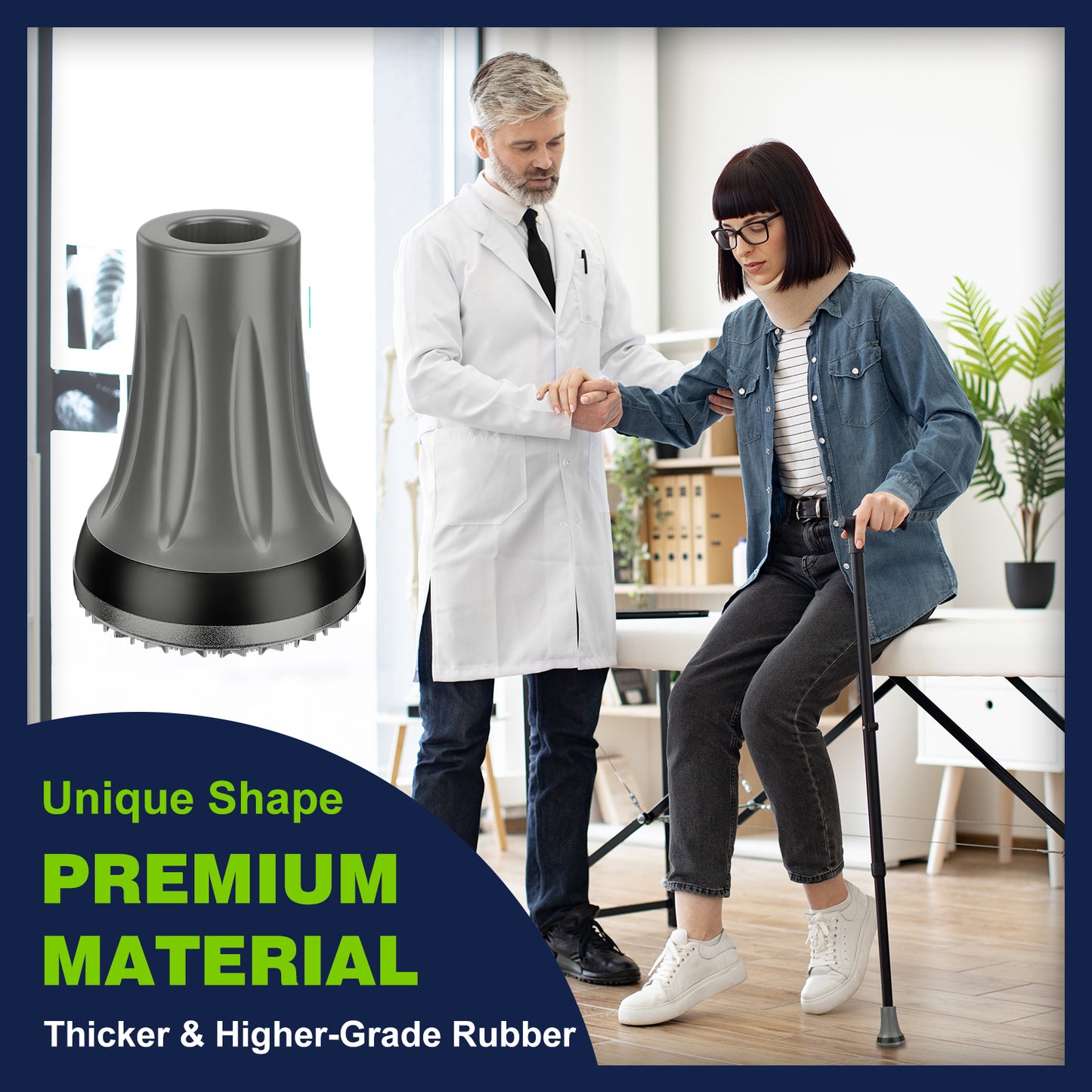 7/8" Heavy Duty Anti-Slip Cane Tips, 2-Pack