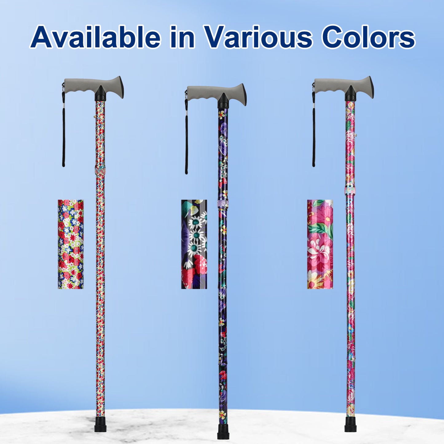 Folding Walking Cane, 5 Height Levels, Supports up to 250 lbs