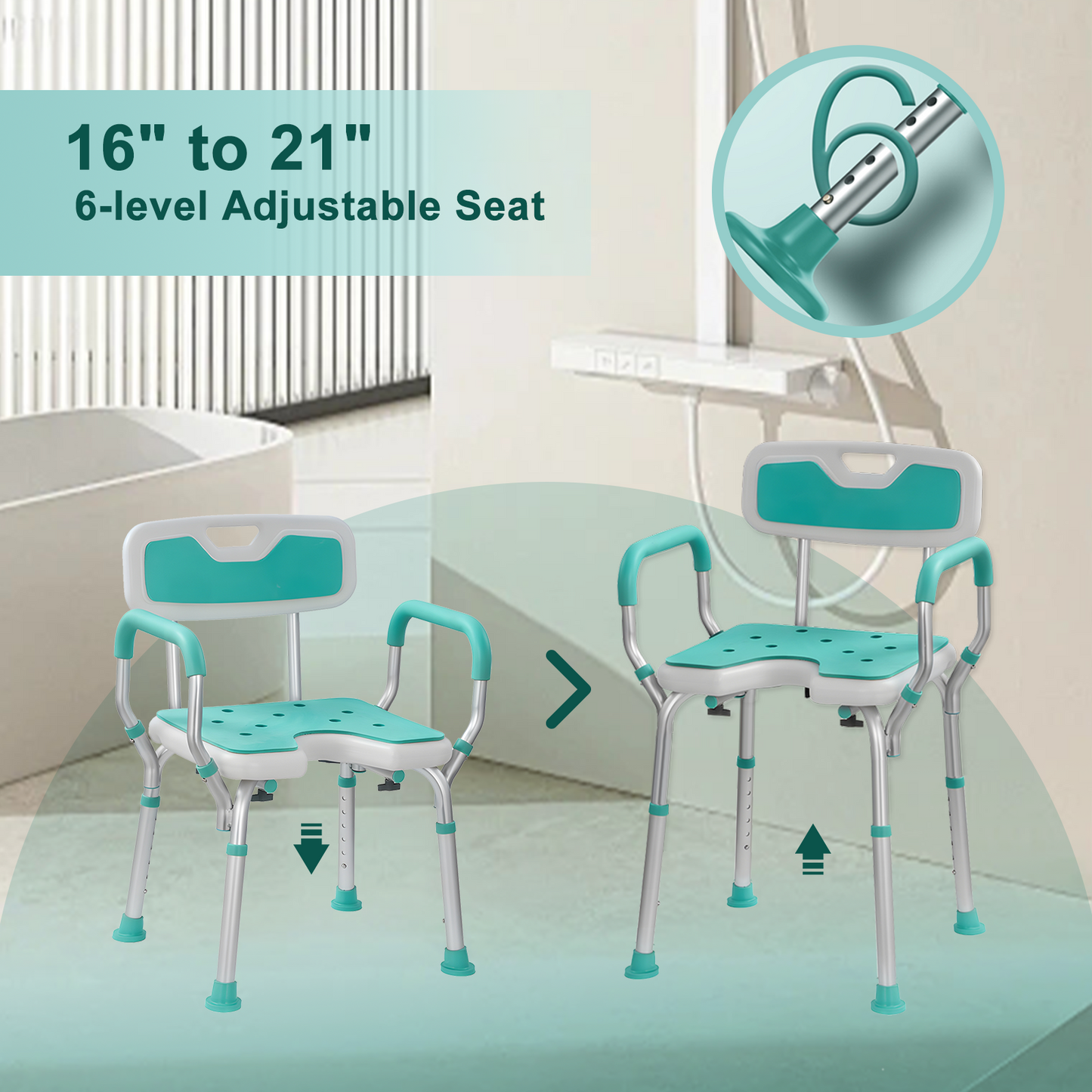 Folding Shower Chair (Backrest and Padded Armrests included)