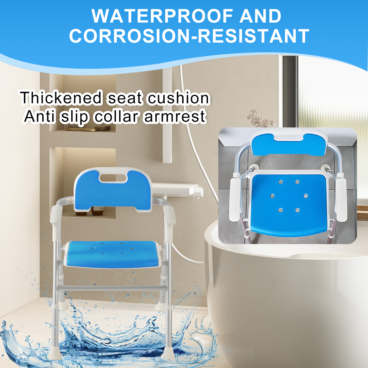 Quick-Fold Shower Chair w/ Anti-Slip Seats