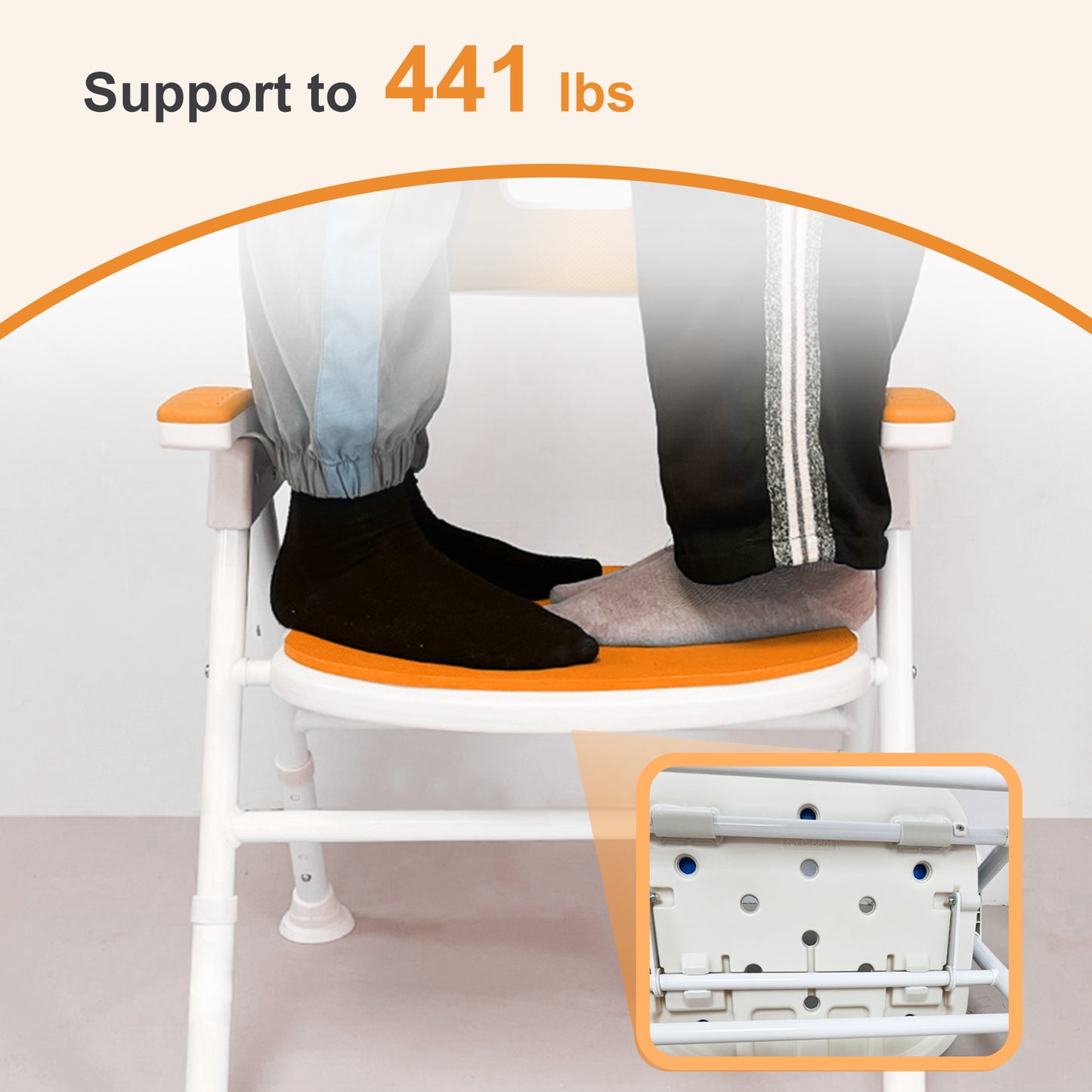 Instant-Fold Shower Chair w/ Adjustable Height & EVA Cushion