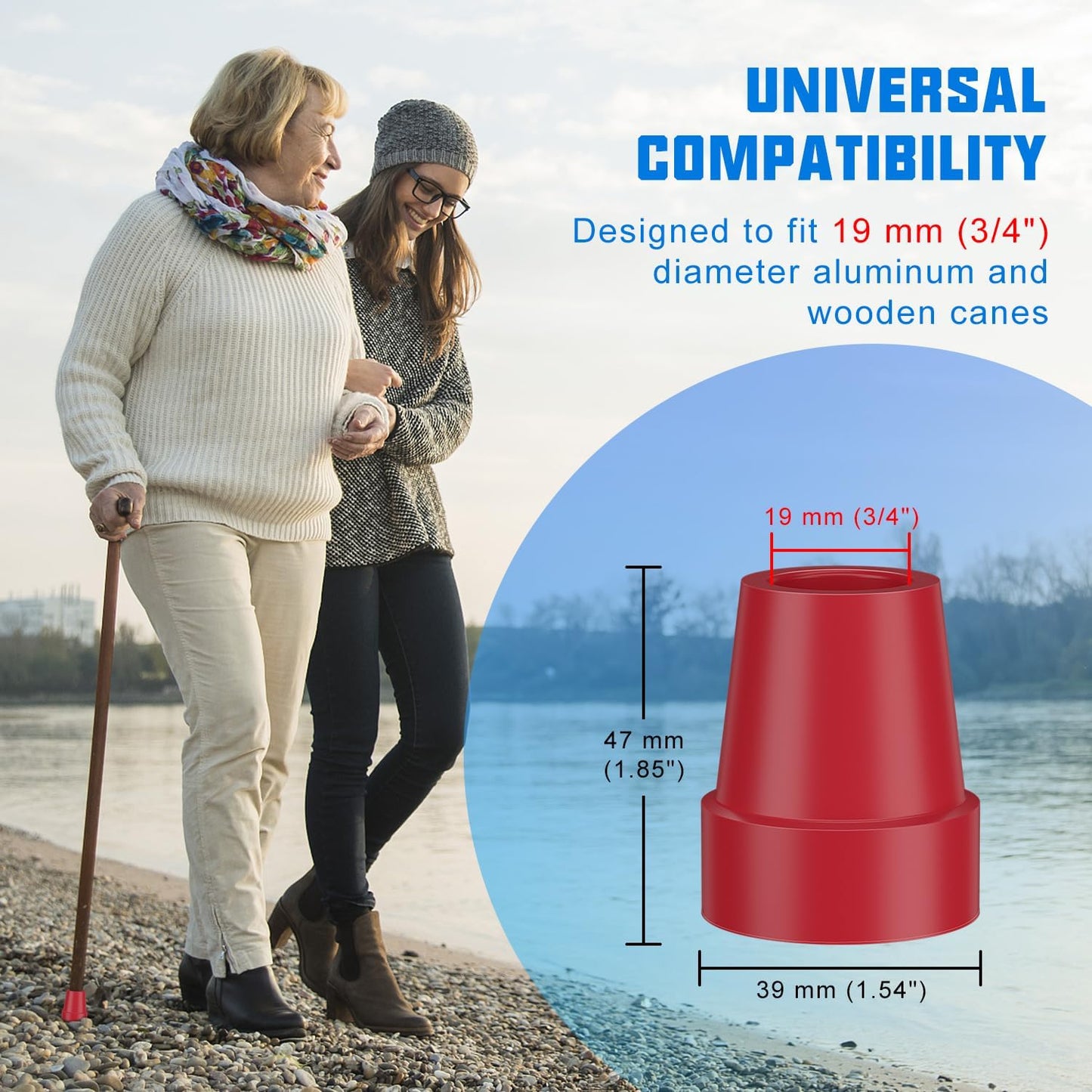 SupreGear 3/4" Cane Tips, Steel-Reinforced Tips