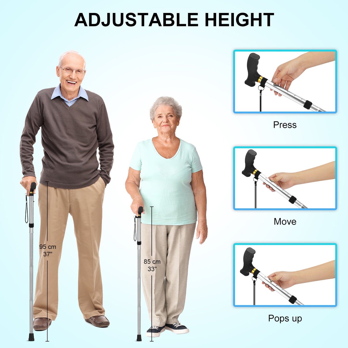 5-Level Folding Cane with T Handle