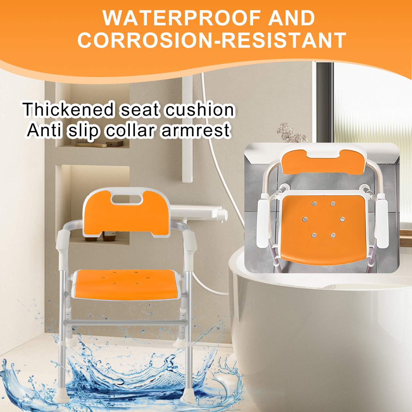 Quick-Fold Shower Chair w/ Anti-Slip Seats