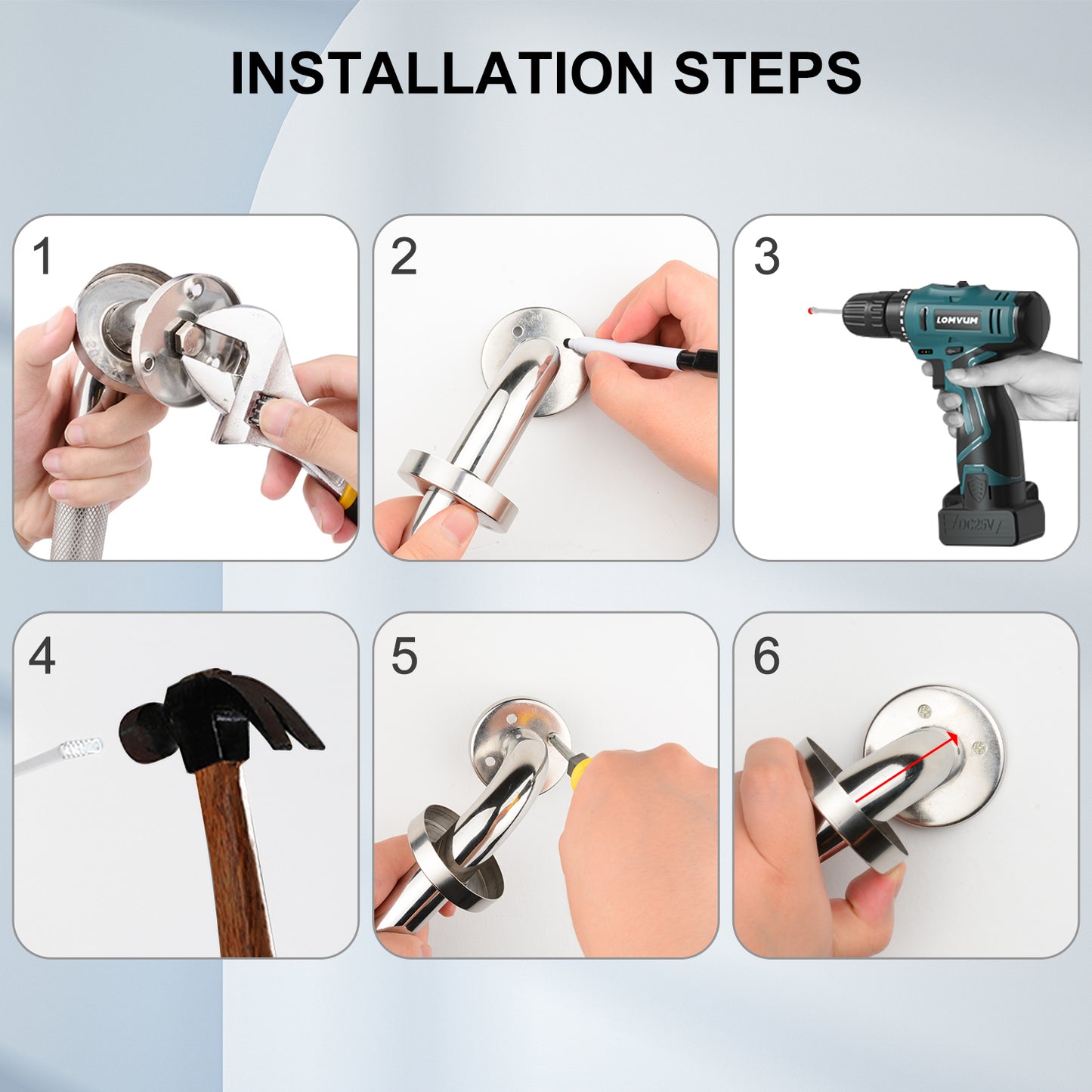 Non-Slip Bathroom Grab Bar Rail