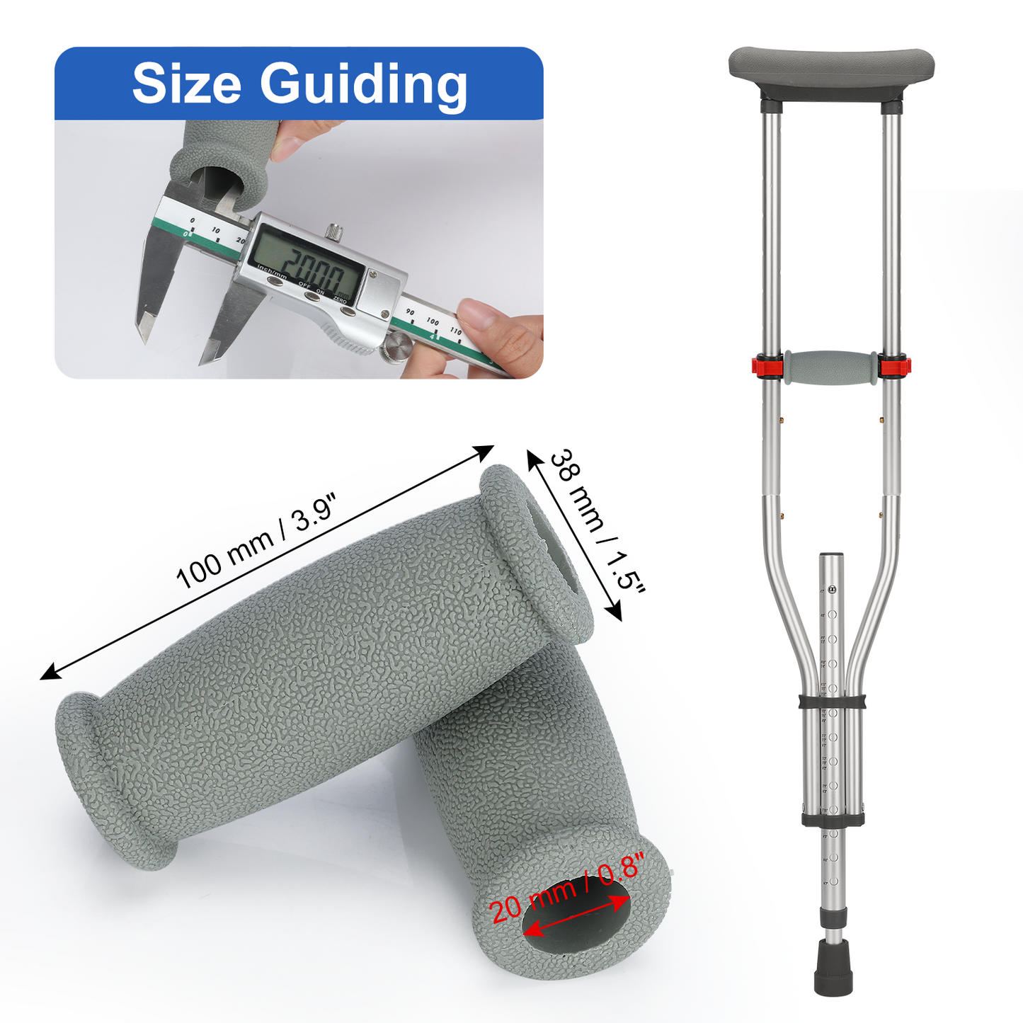 Crutch Hand Grips (2-Pack) – Soft Rubber Non-Slip Replacement
