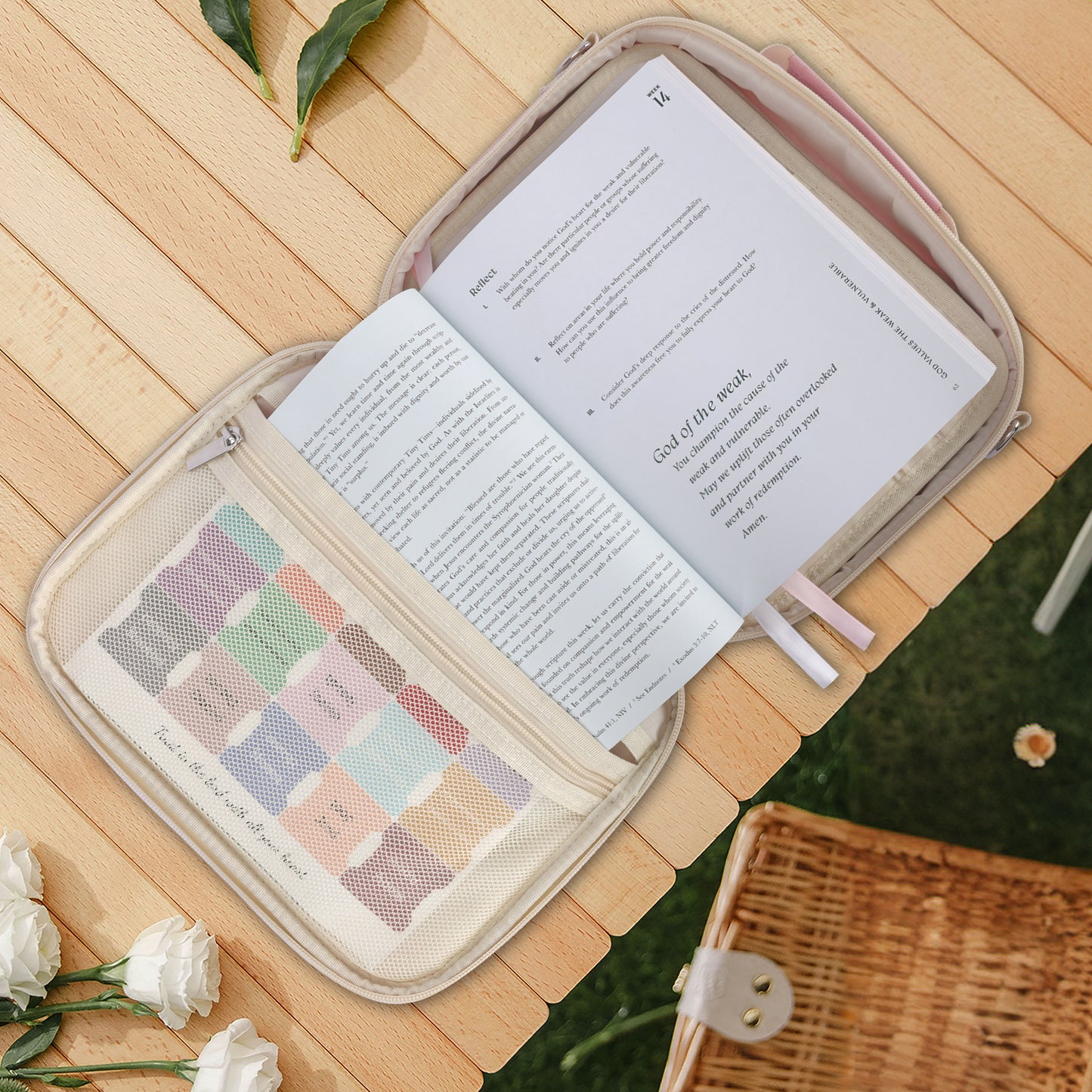 Canvas Bible Cover with Removable Divider and Pockets