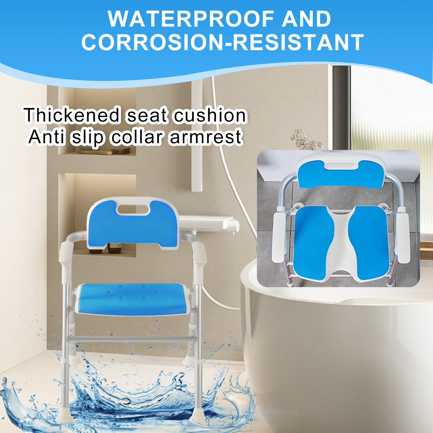 Quick-Fold Shower Chair w/ Anti-Slip Seats