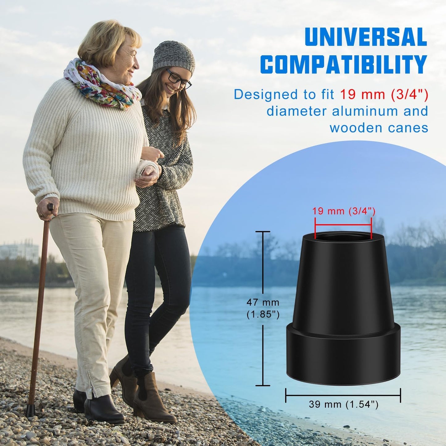 SupreGear 3/4" Cane Tips, Steel-Reinforced Tips