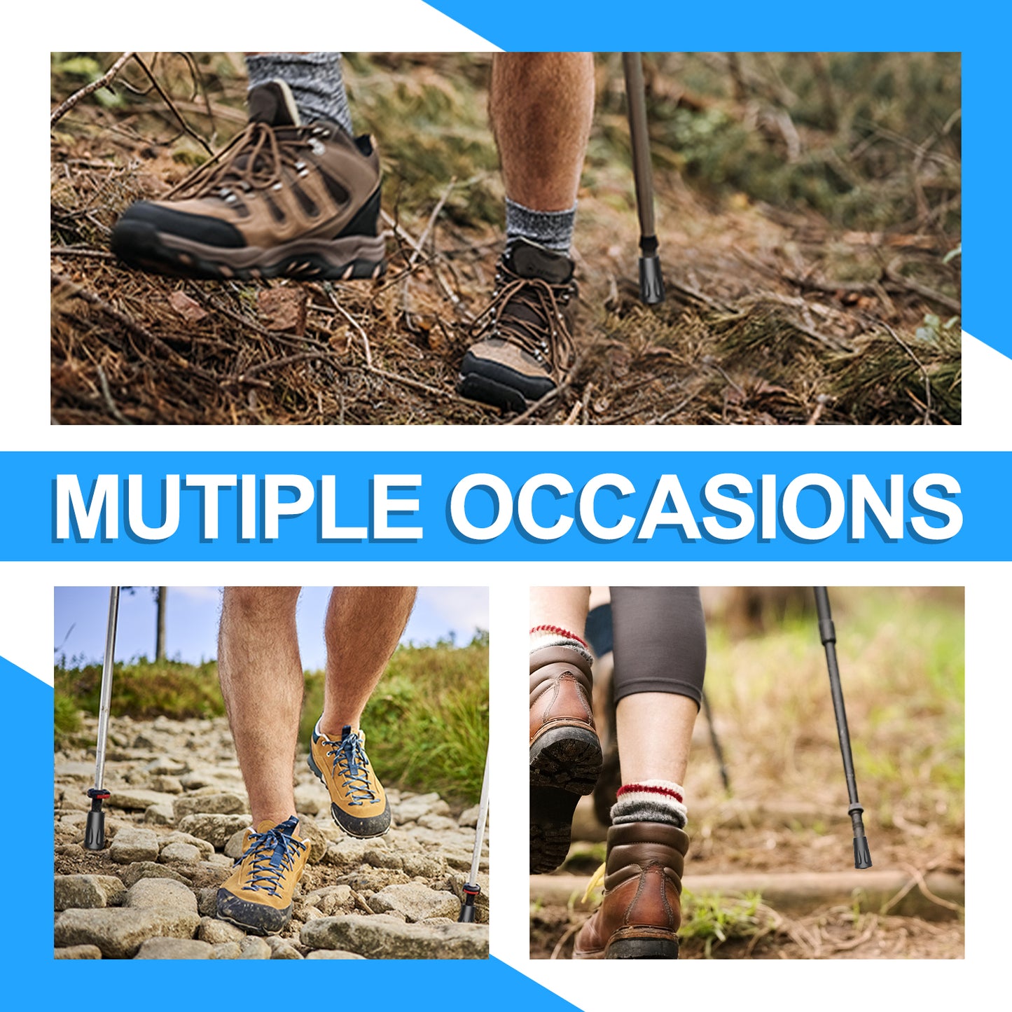 Trekking Pole Tips, 8-Pack Anti-Slip, Shock-Absorbing Rubber Feet, 0.43 Inch