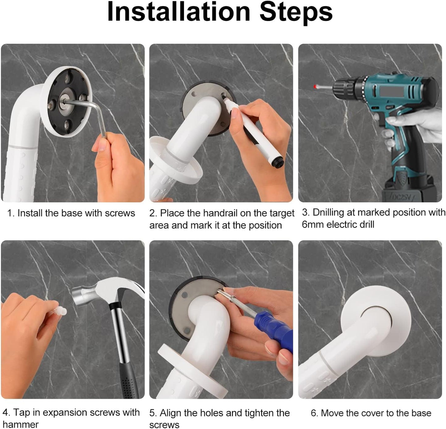 Non-Slip 304 Stainless Steel Bathroom Grab Bar Rail