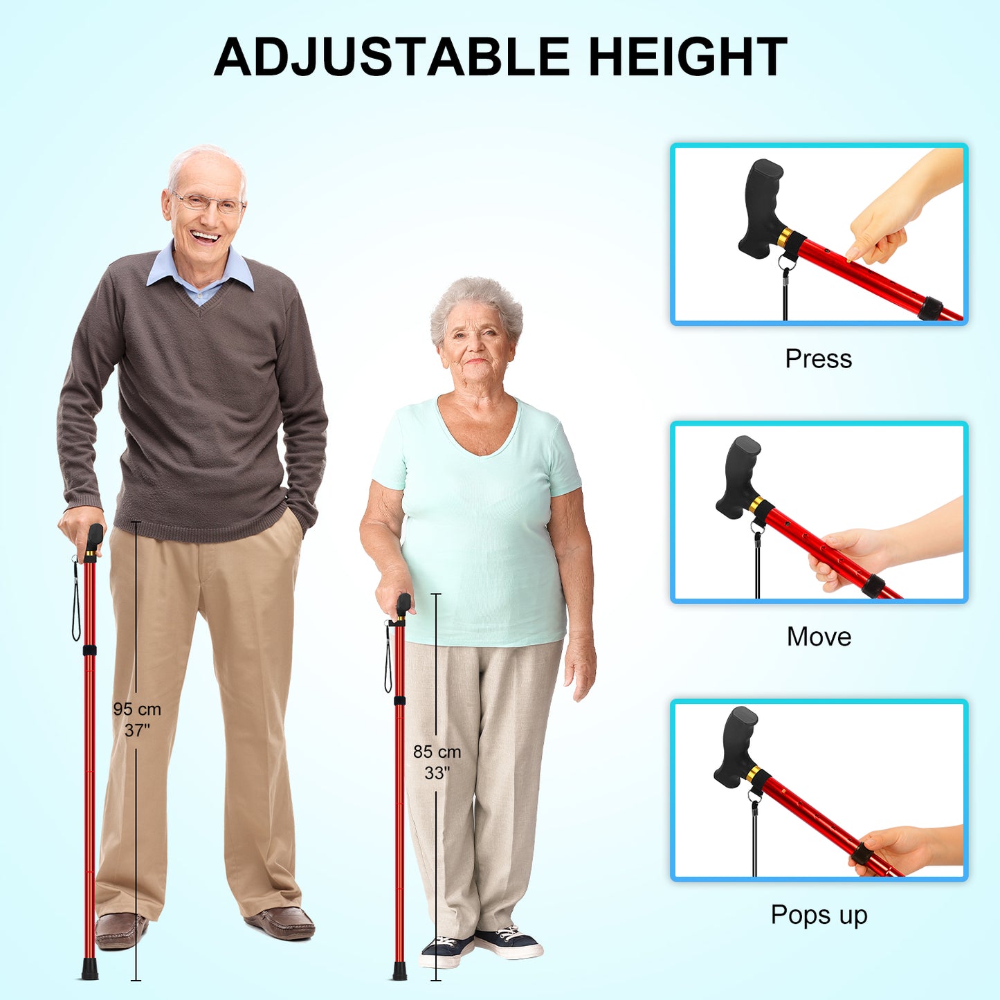 5-Level Folding Cane with T Handle