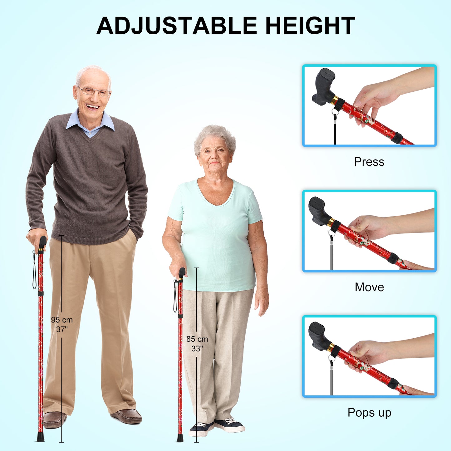 5-Level Folding Cane with T Handle