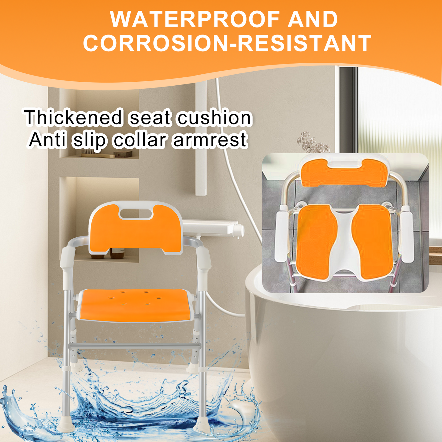 Quick-Fold Shower Chair w/ Anti-Slip Seats