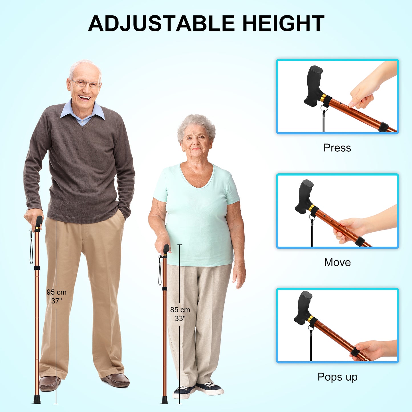 5-Level Folding Cane with T Handle