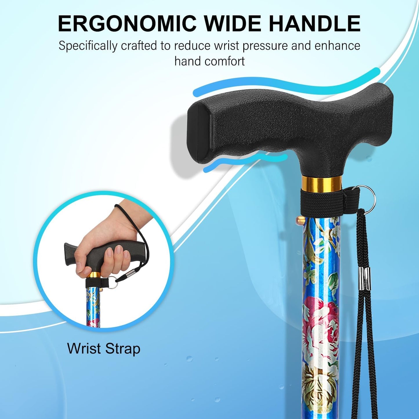 5-Level Folding Cane with T Handle