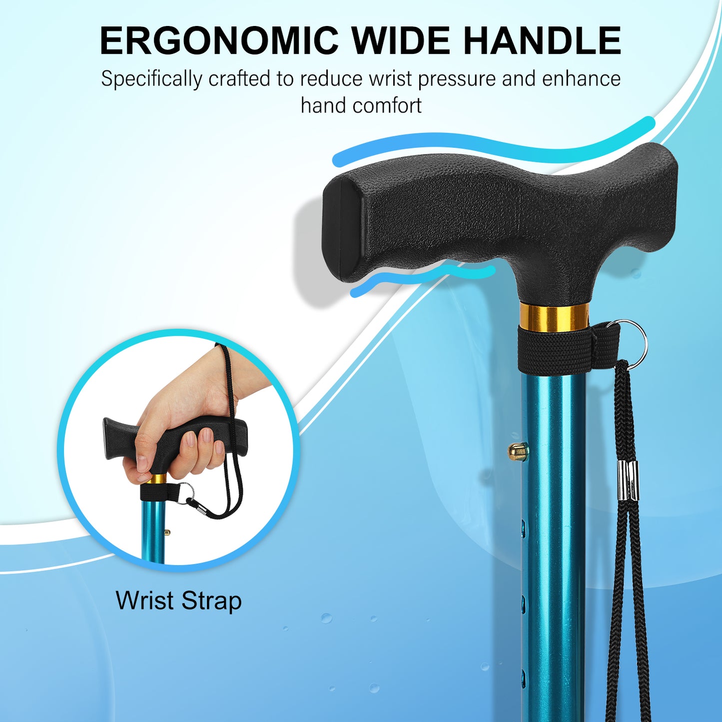 5-Level Folding Cane with T Handle