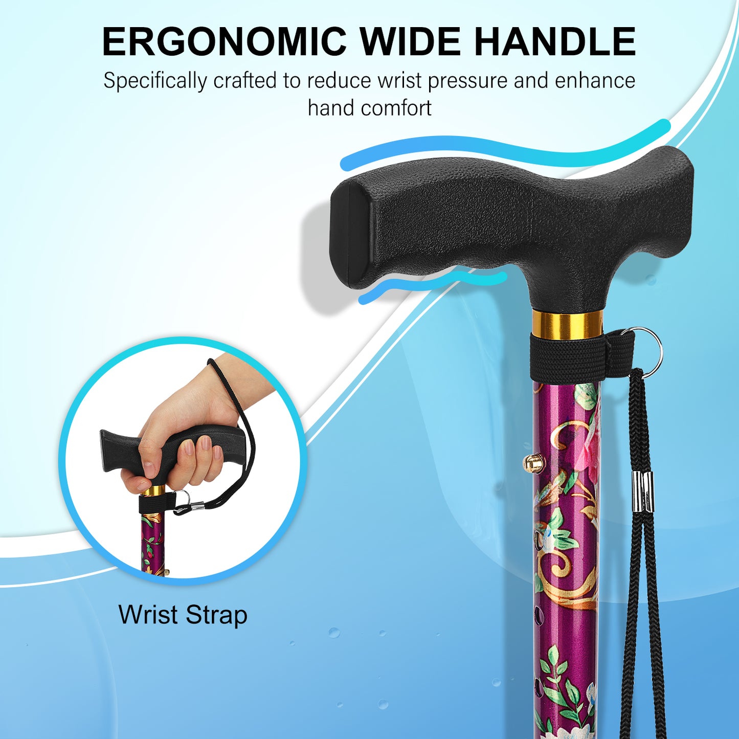 5-Level Folding Cane with T Handle