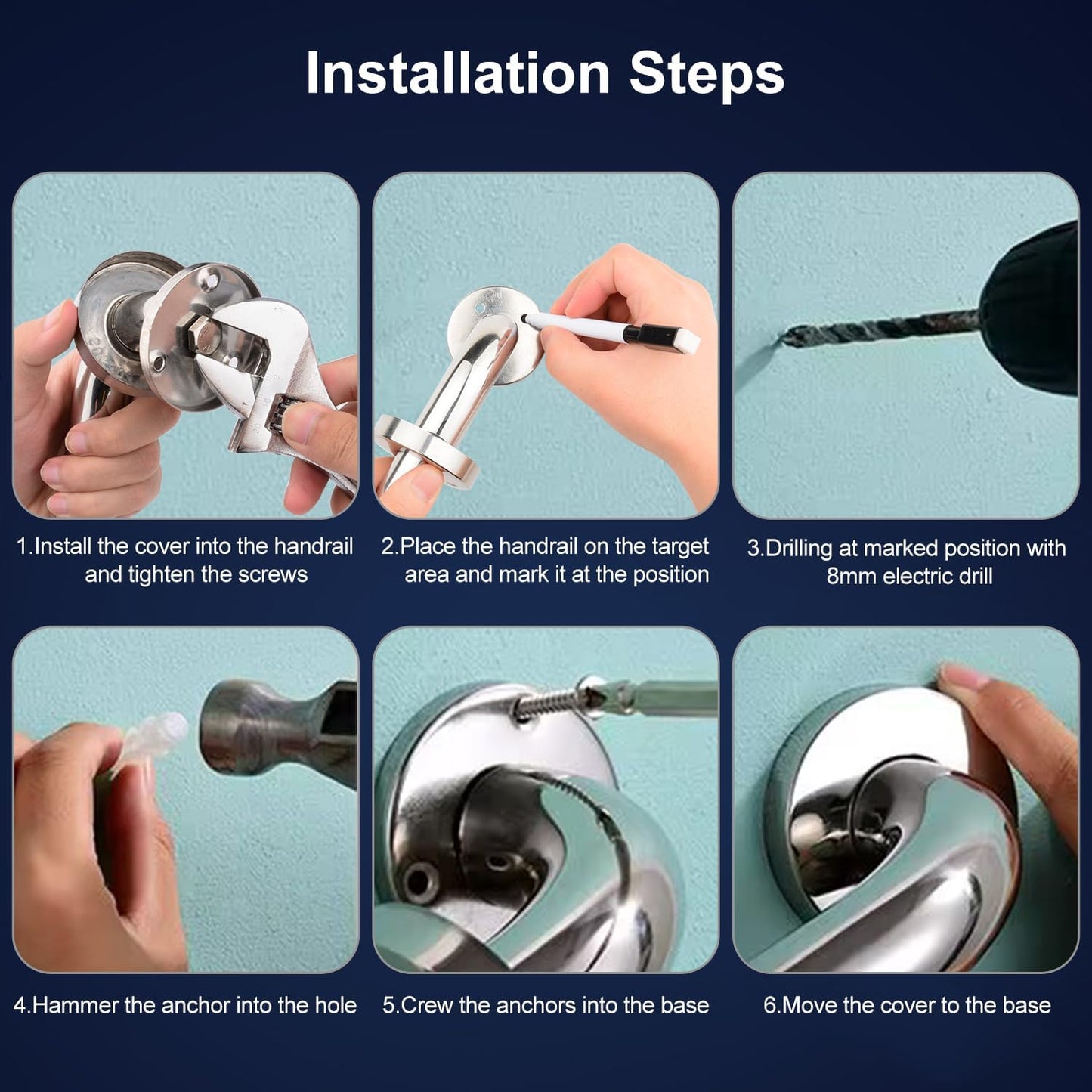 Anti-Slip 12 Inch Grab Bar for Bathroom