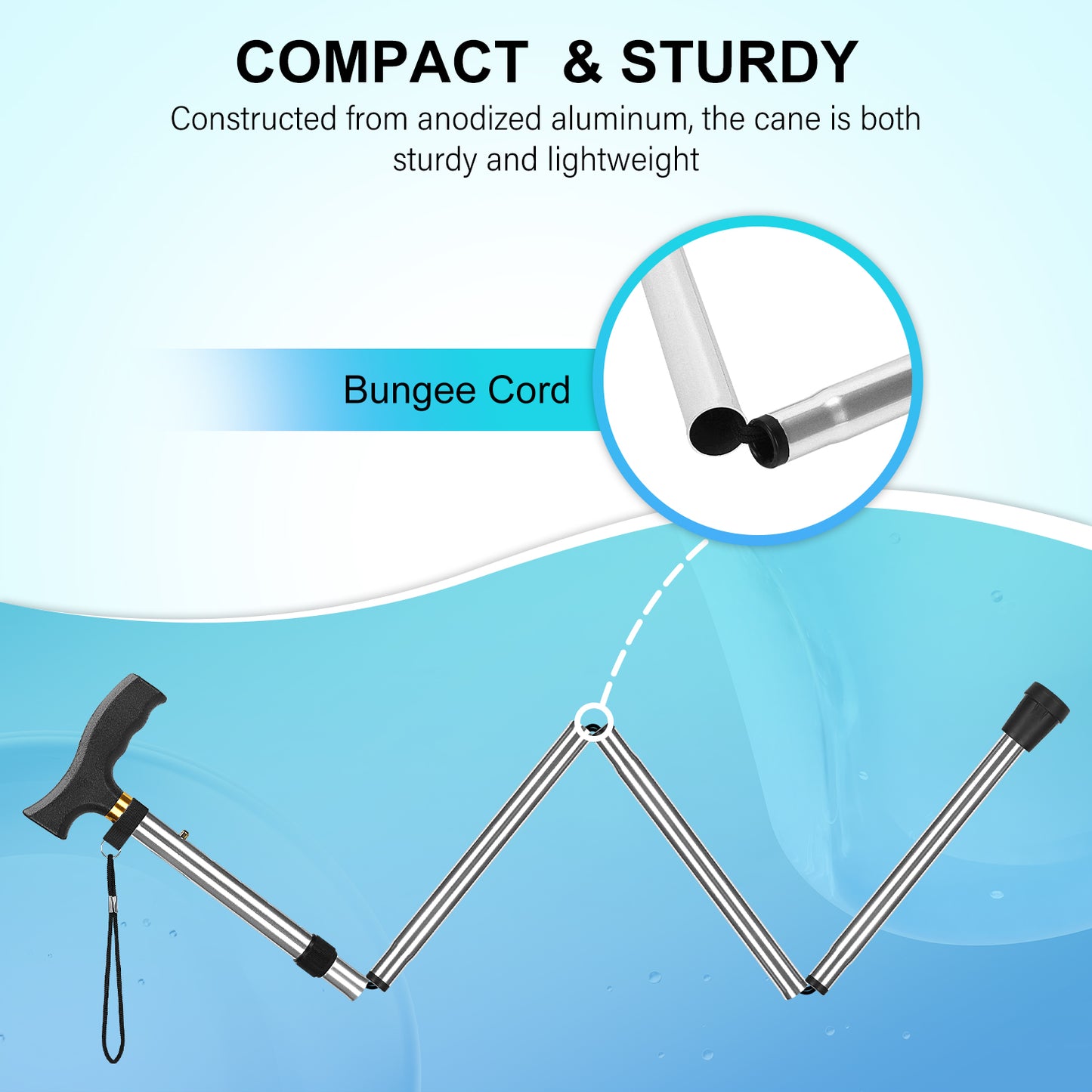 5-Level Folding Cane with T Handle
