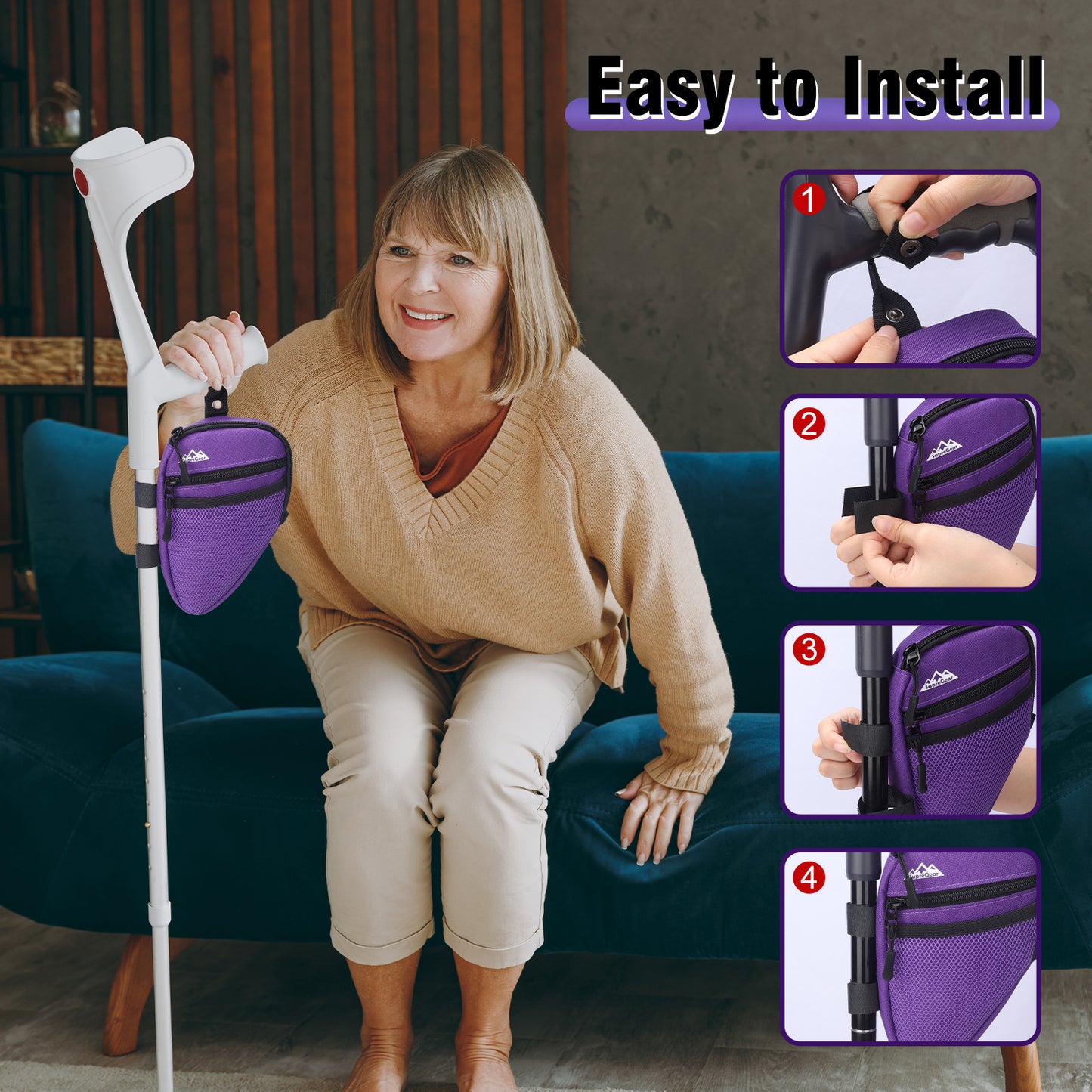 Forearm Crutch Bag – Lightweight Water-Resistant Pouch with Cup Holder