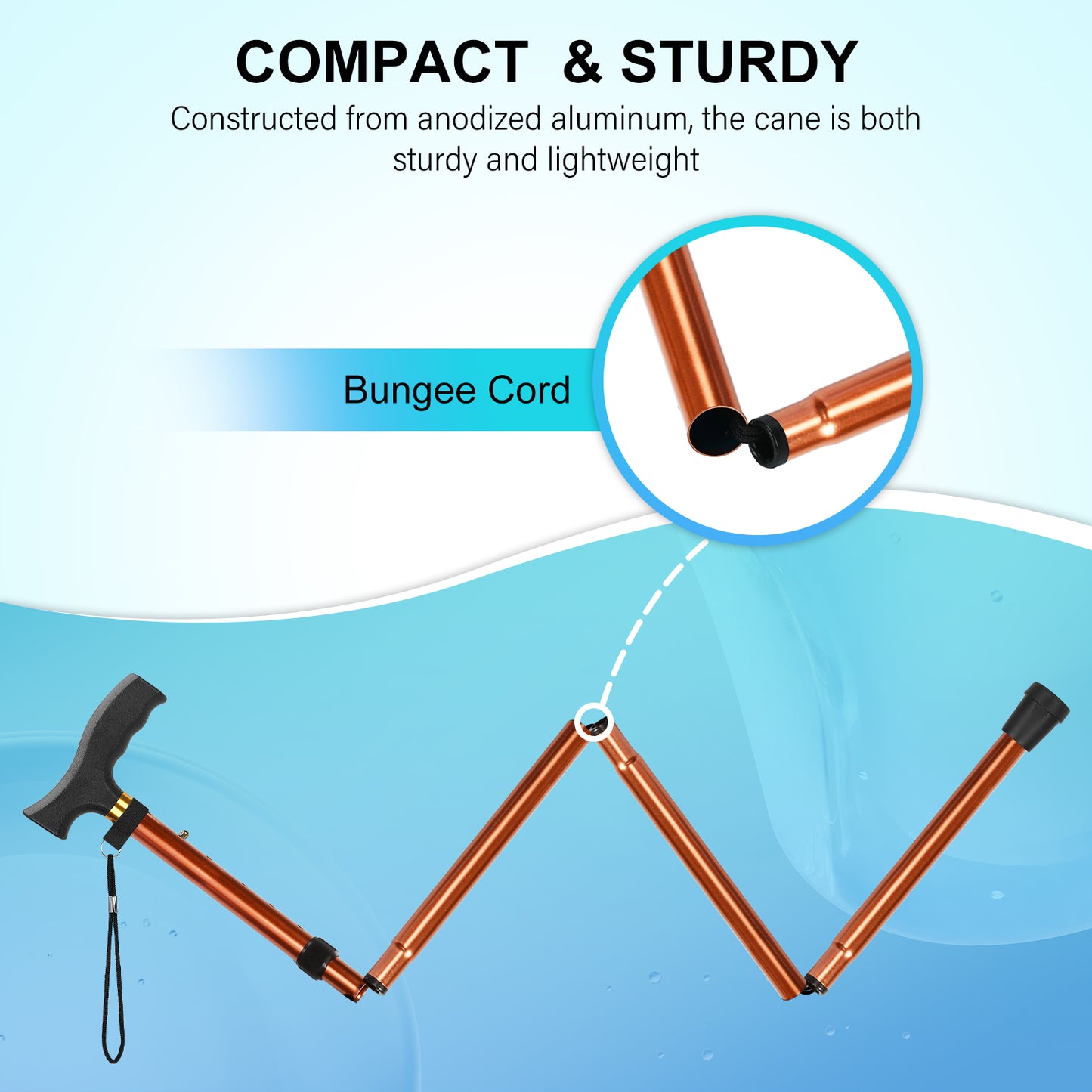 5-Level Folding Cane with T Handle