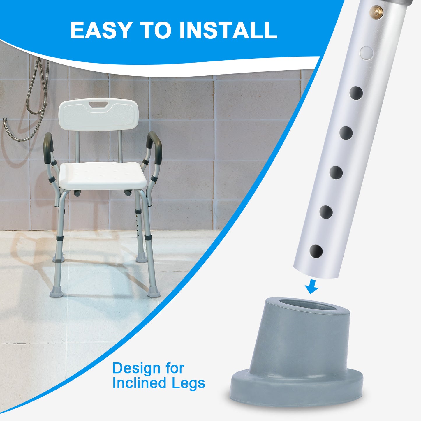 1 Inch Shower Chair Feet, Non-Slip Suction Tips, 4PCS