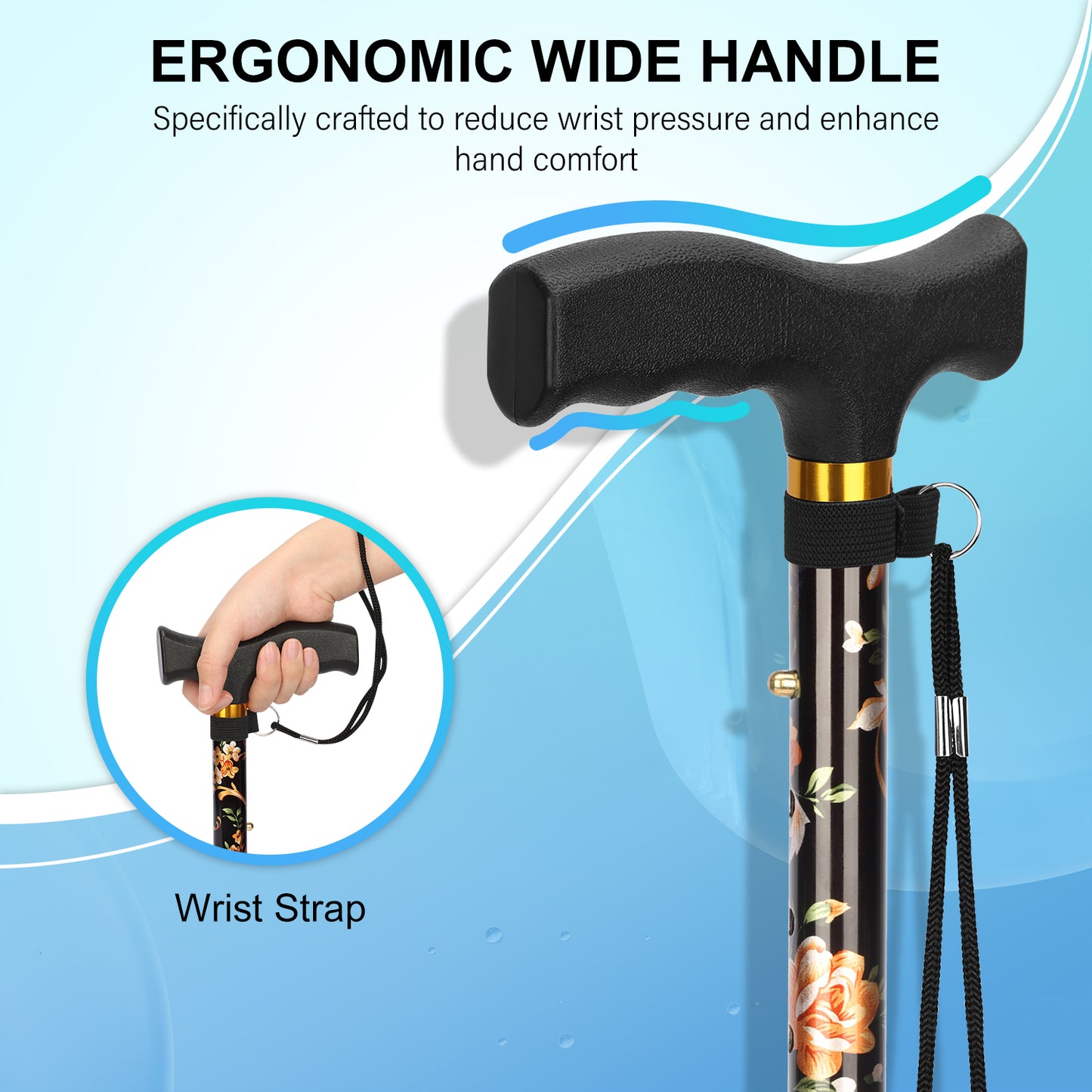 5-Level Folding Cane with T Handle