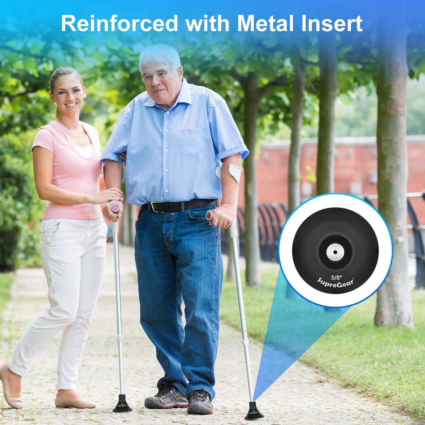 Anti Slip Cane Tip Replacement, Wide Base for Stability and Grip