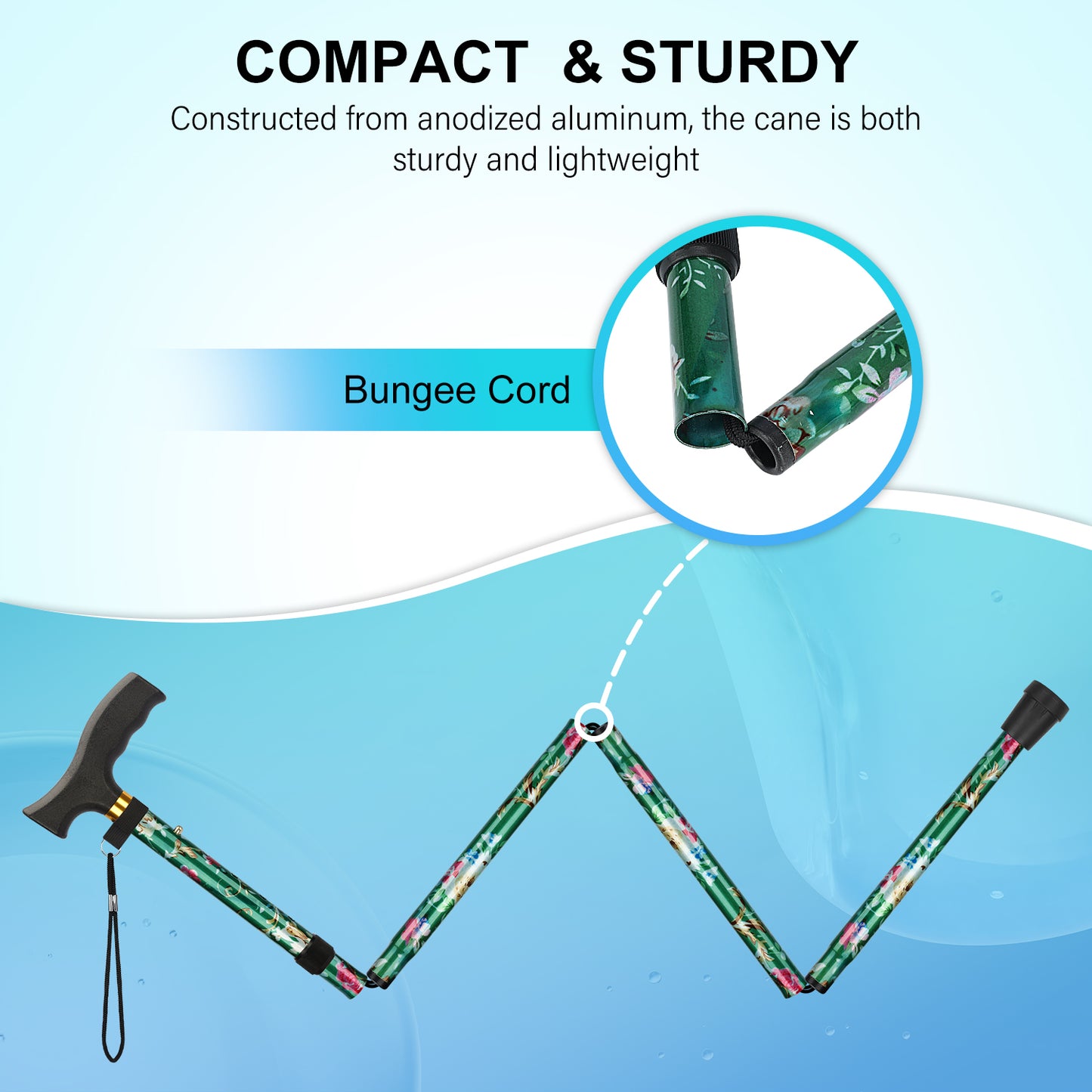 5-Level Folding Cane with T Handle