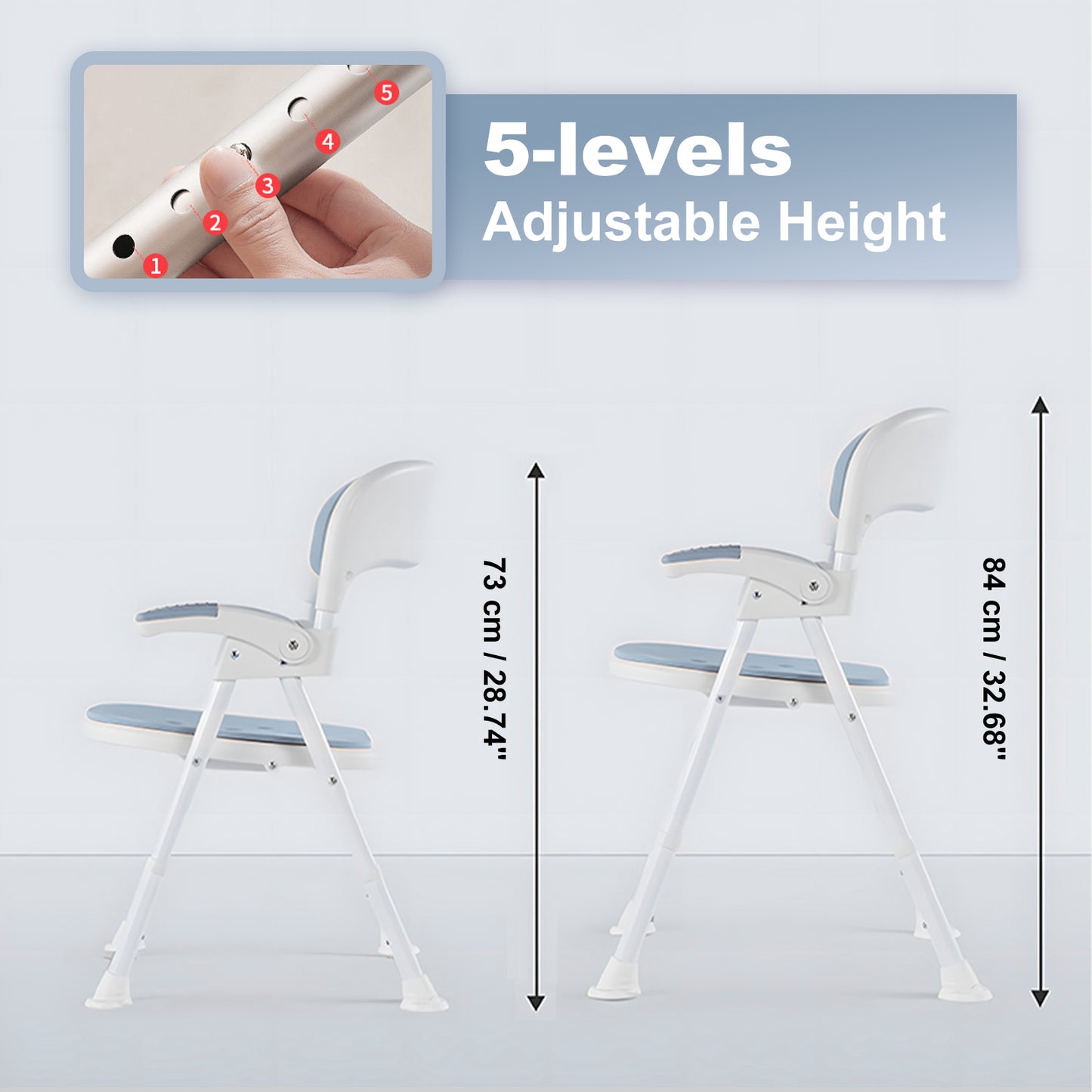 Instant-Fold Shower Chair w/ Adjustable Height & EVA Cushion