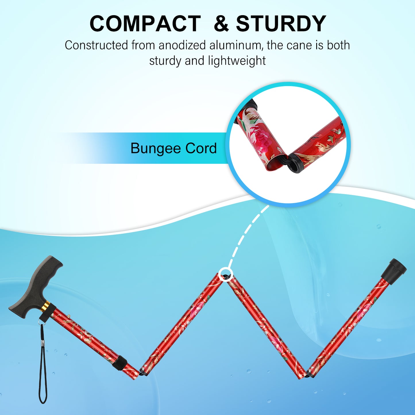 5-Level Folding Cane with T Handle