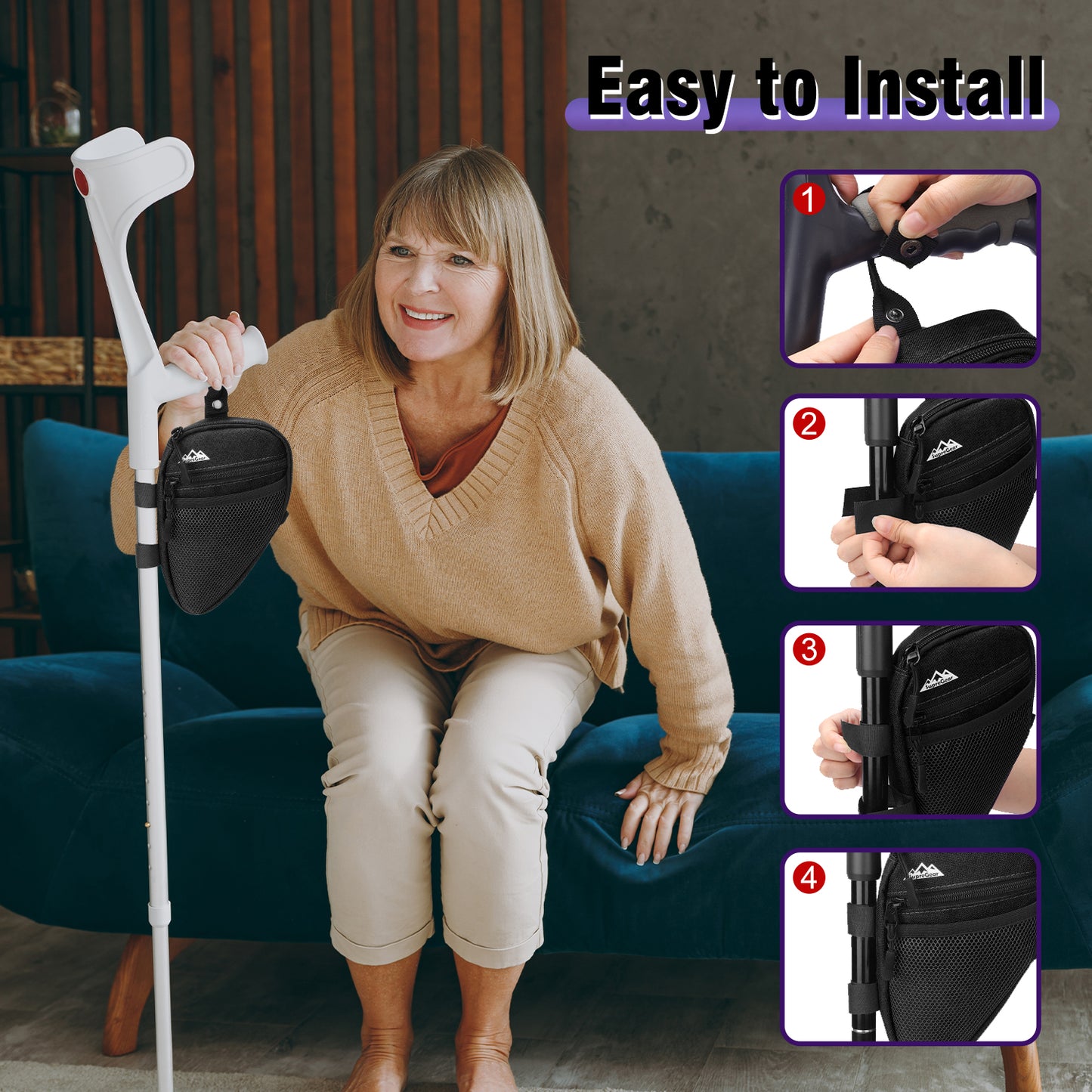 Forearm Crutch Bag – Lightweight Water-Resistant Pouch with Cup Holder