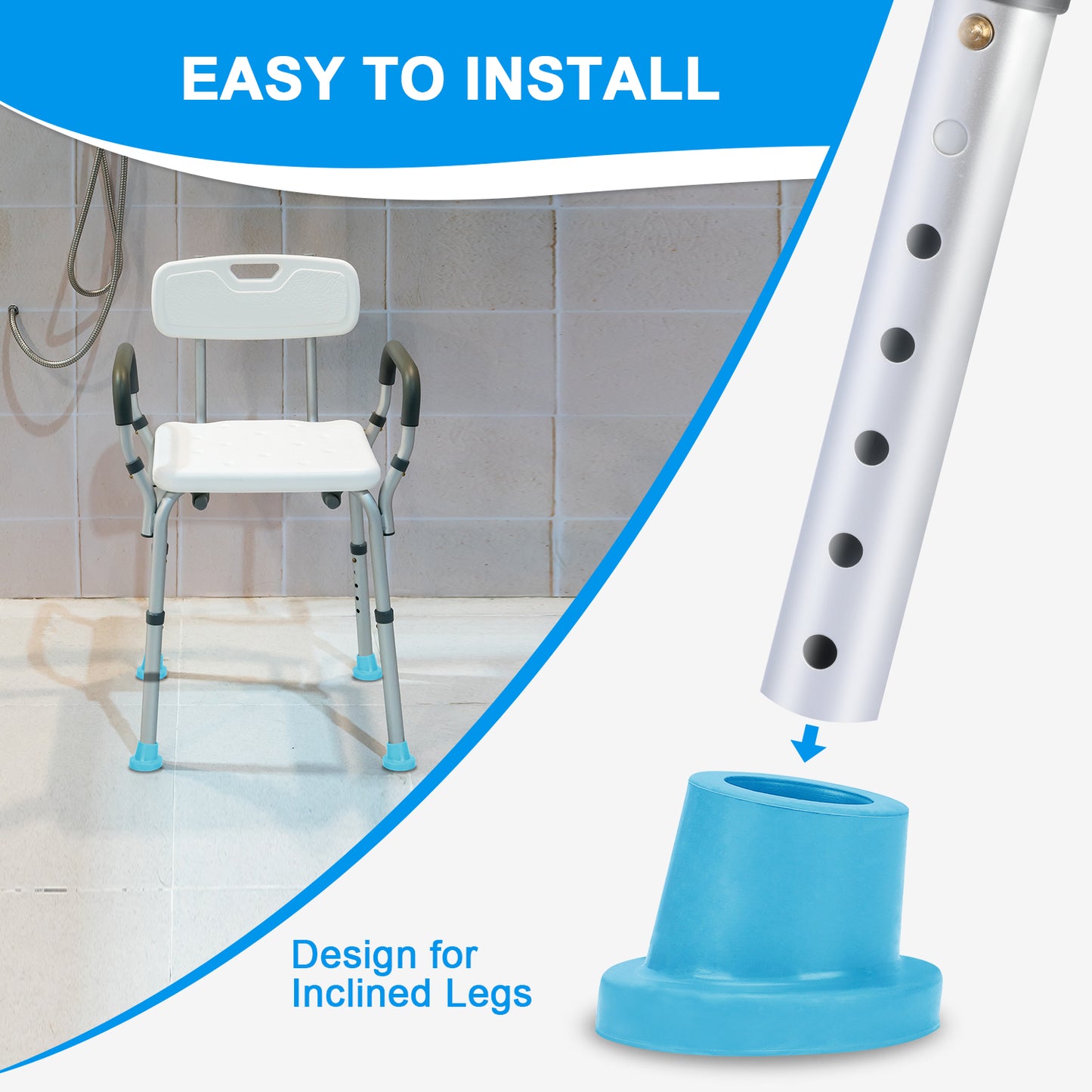 1 Inch Shower Chair Feet, Non-Slip Suction Tips, 4PCS