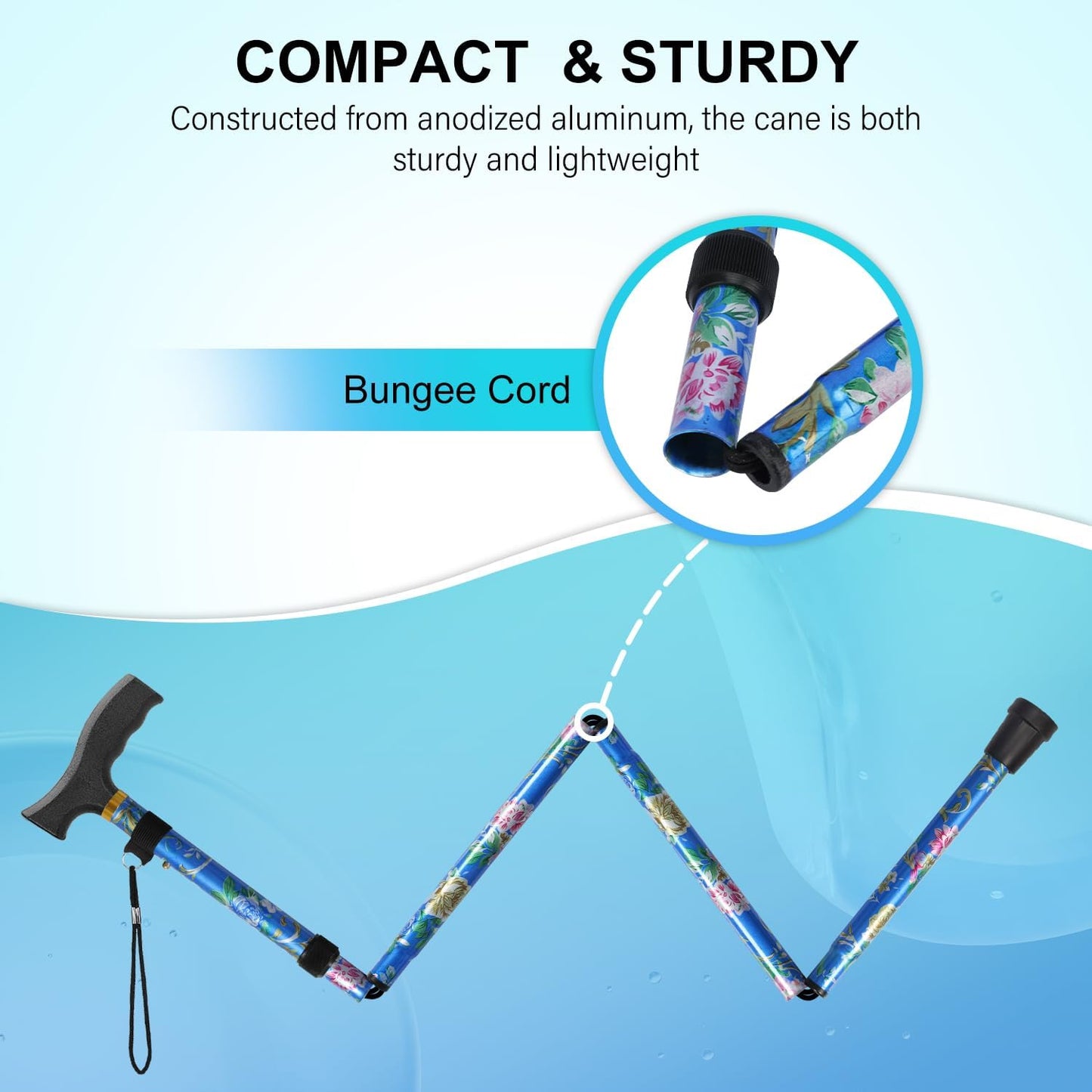 5-Level Folding Cane with T Handle