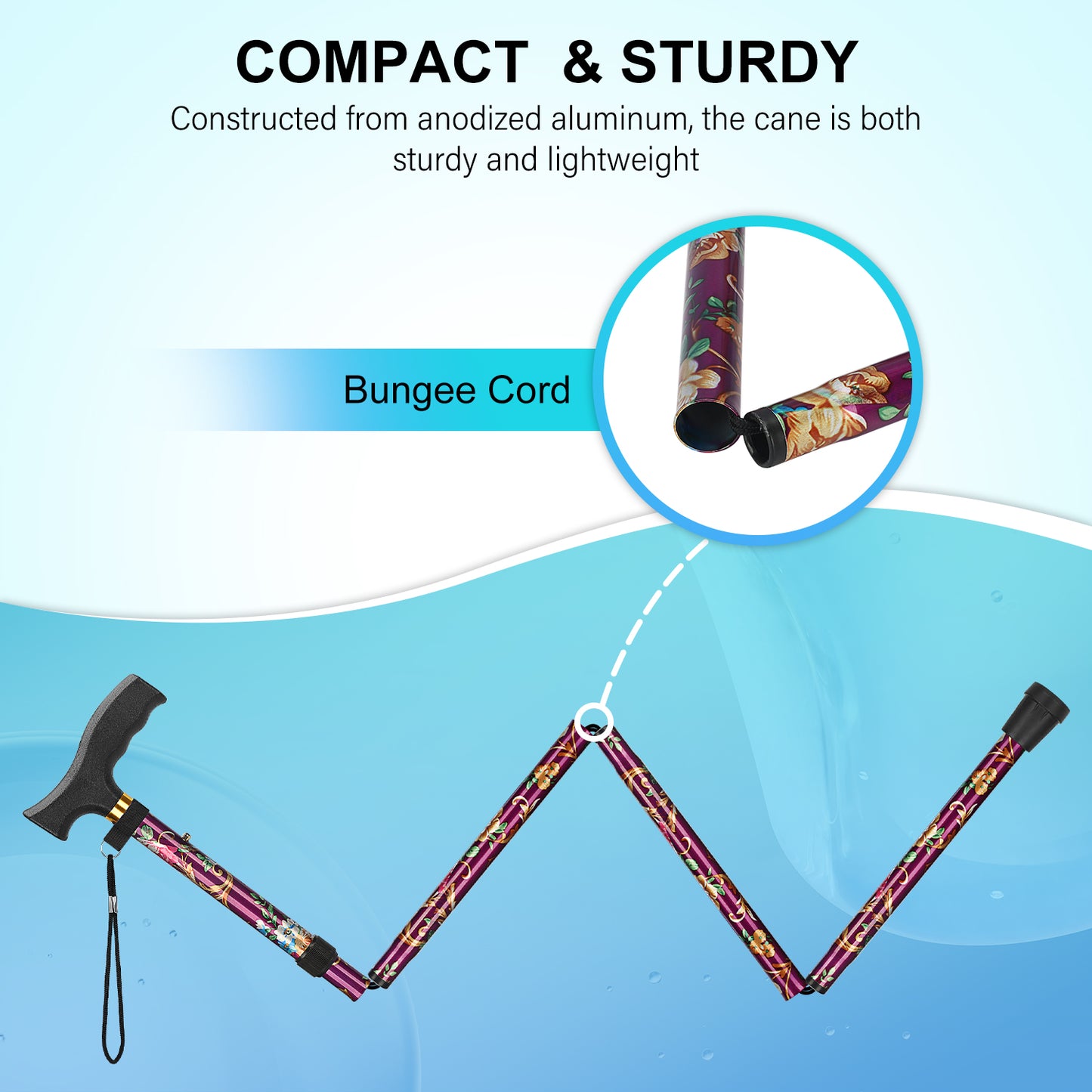 5-Level Folding Cane with T Handle