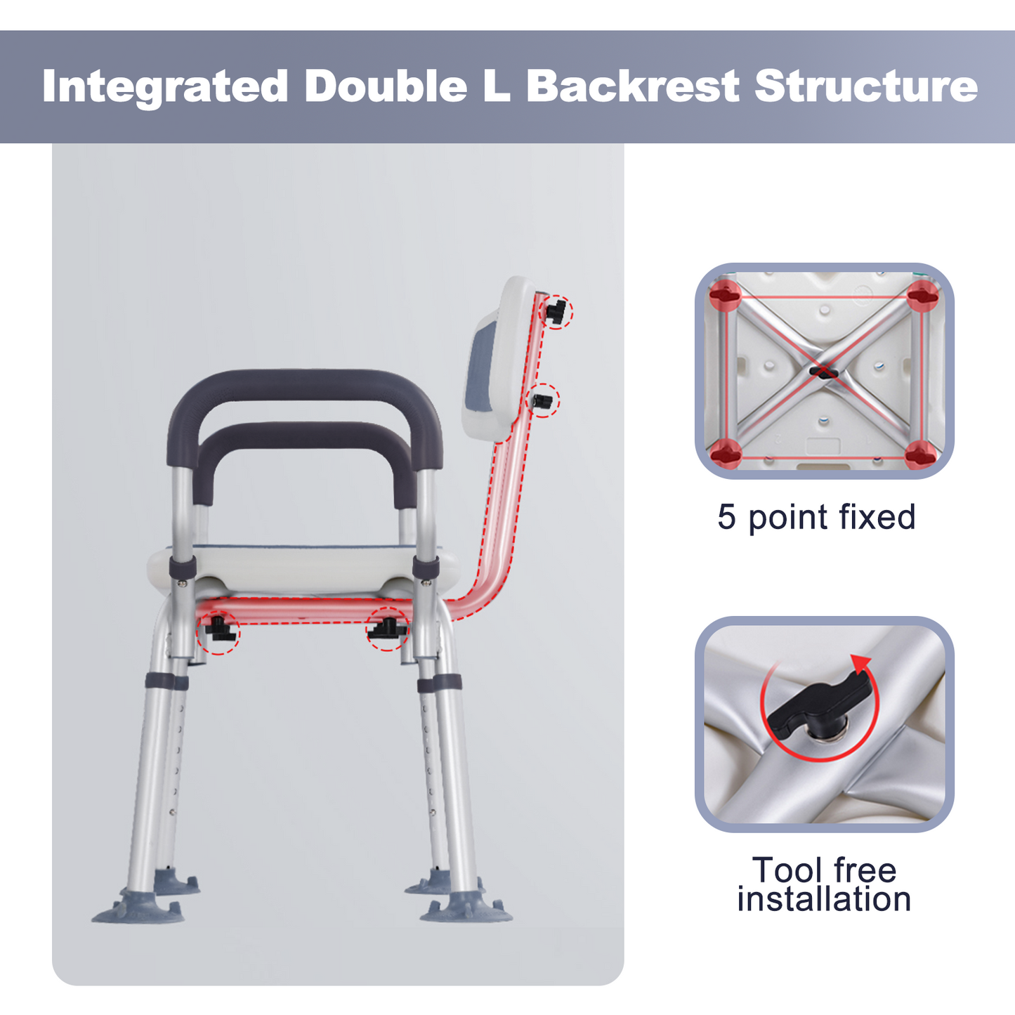 Folding Shower Chair (Backrest and Padded Armrests included)