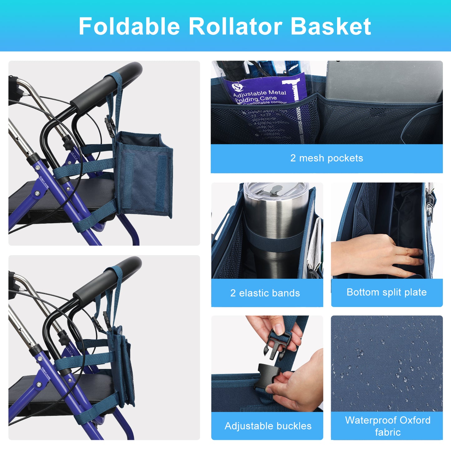 Large Capacity Rollator Basket