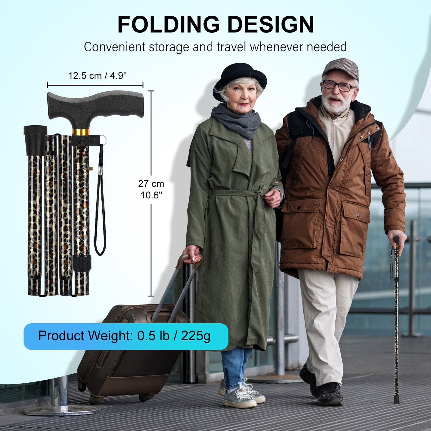 5-Level Folding Cane with T Handle