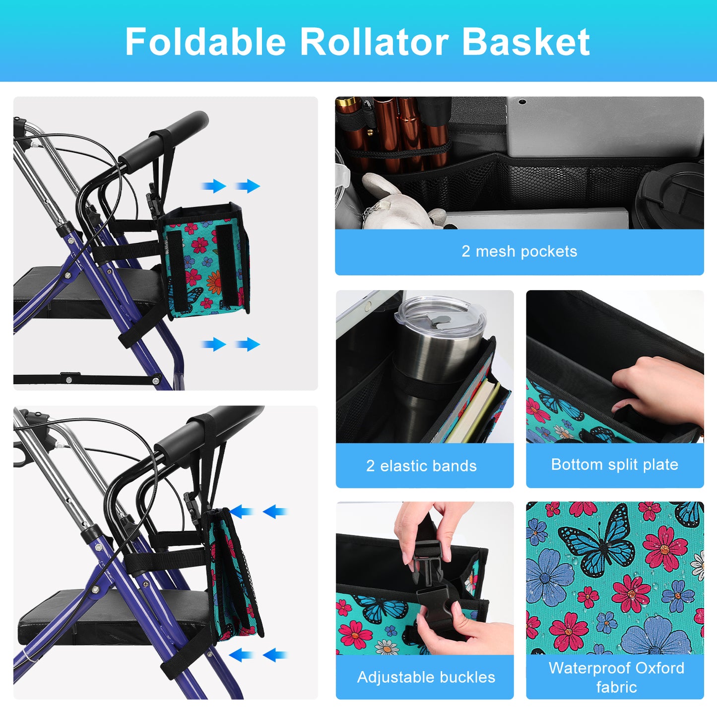 Large Capacity Rollator Basket