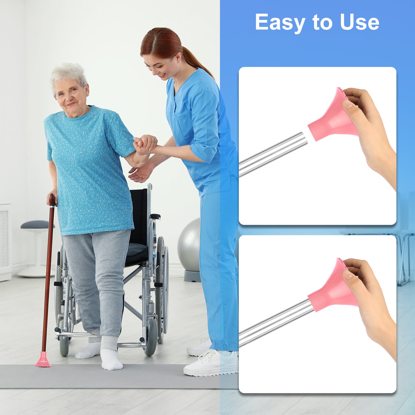 Anti Slip Cane Tip Replacement, Wide Base for Stability and Grip
