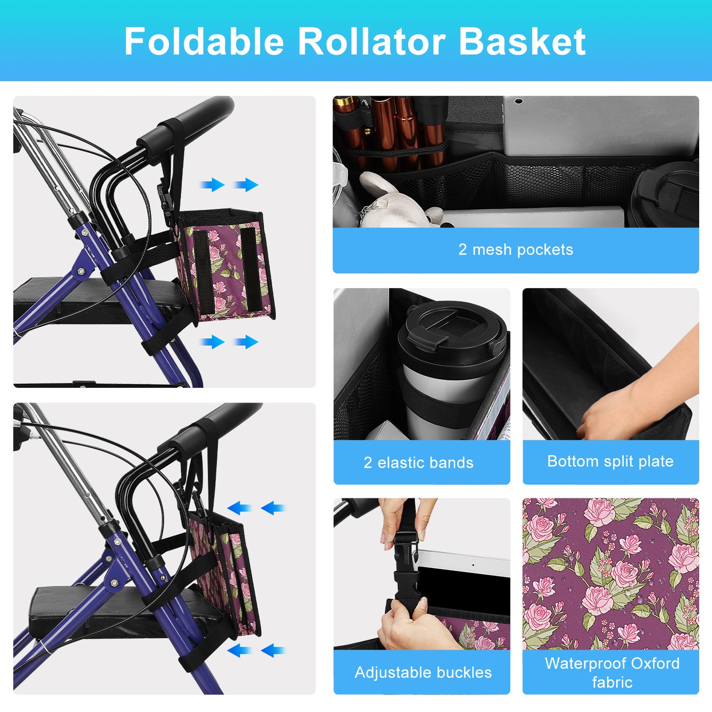 Large Capacity Rollator Basket
