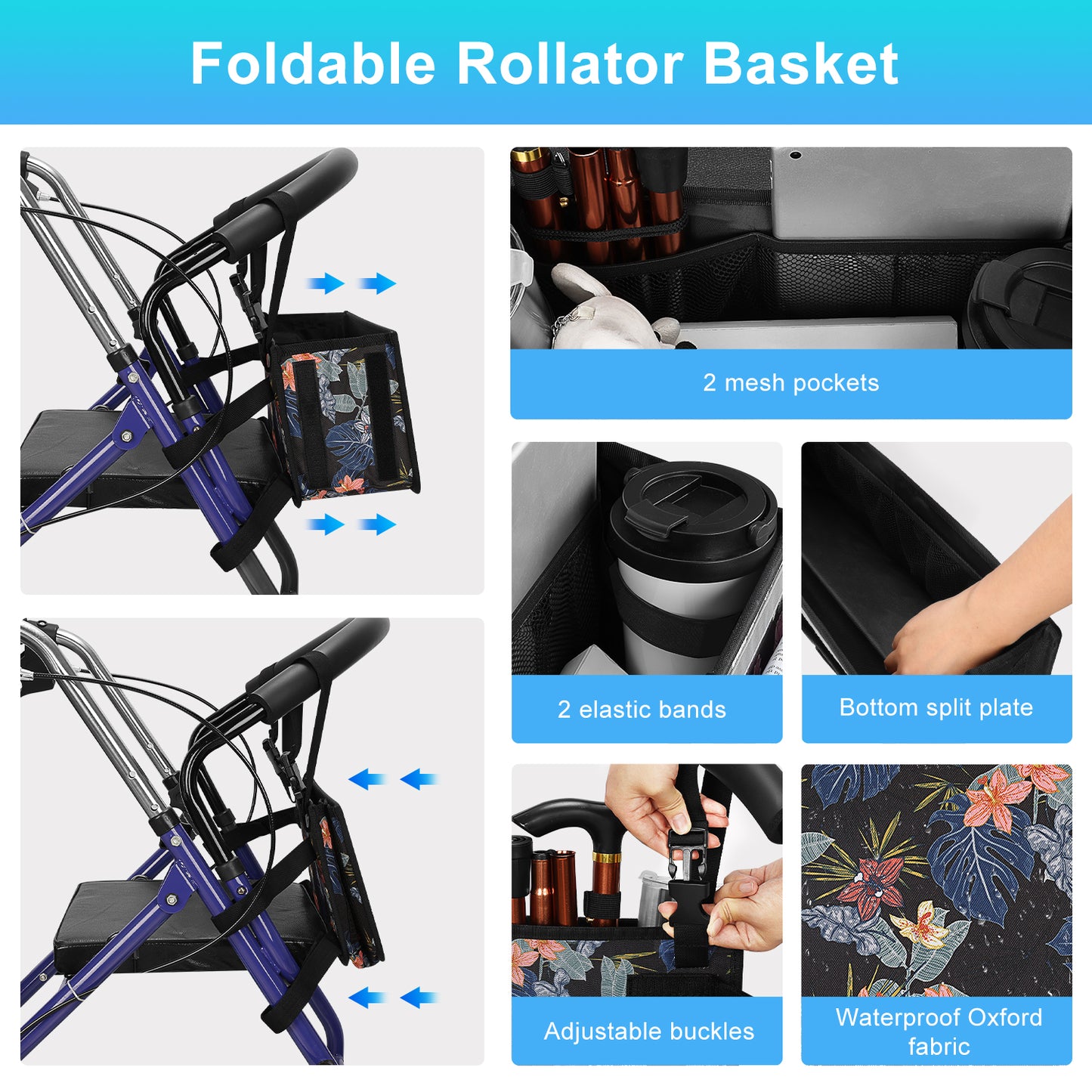 Large Capacity Rollator Basket