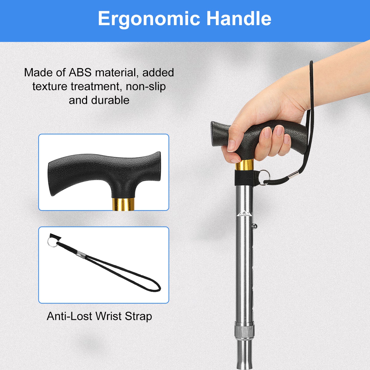 Collapsible Aluminum Folding Cane with T-Handle