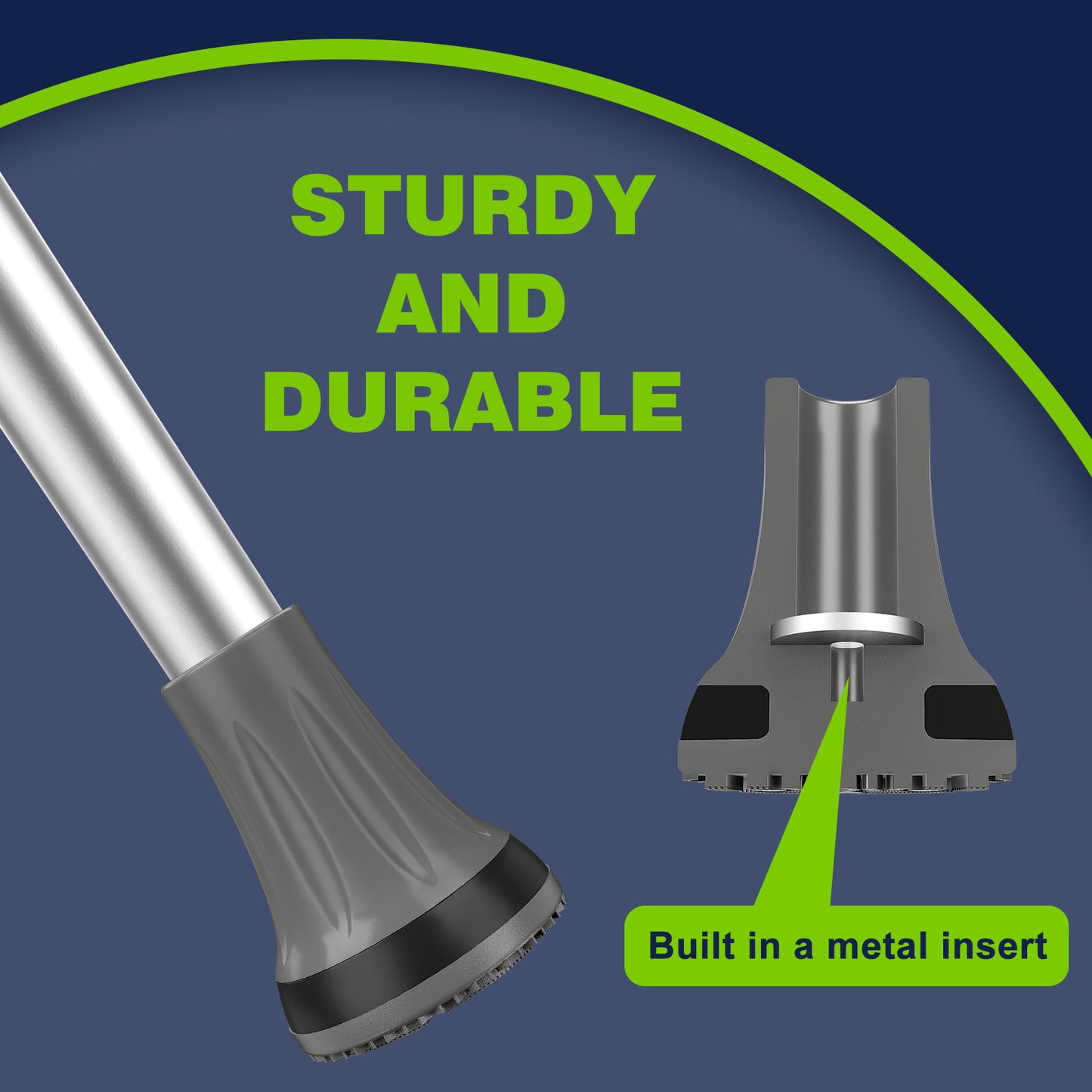 7/8" Heavy Duty Anti-Slip Cane Tips, 2-Pack